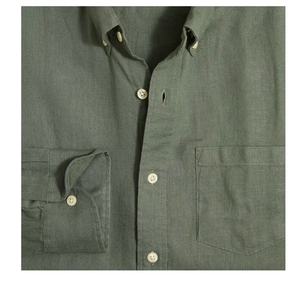 J.Crew NWT Sz XXL Classic Faded Bluegrass Linen Cotton Button Down Shirt - Picture 7 of 9